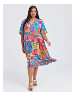 Natural Midi Dress in Print