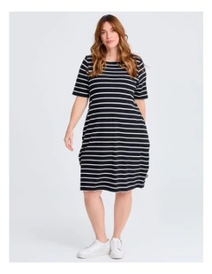 Natural Stripe Ana Dress in Black/white Stripe