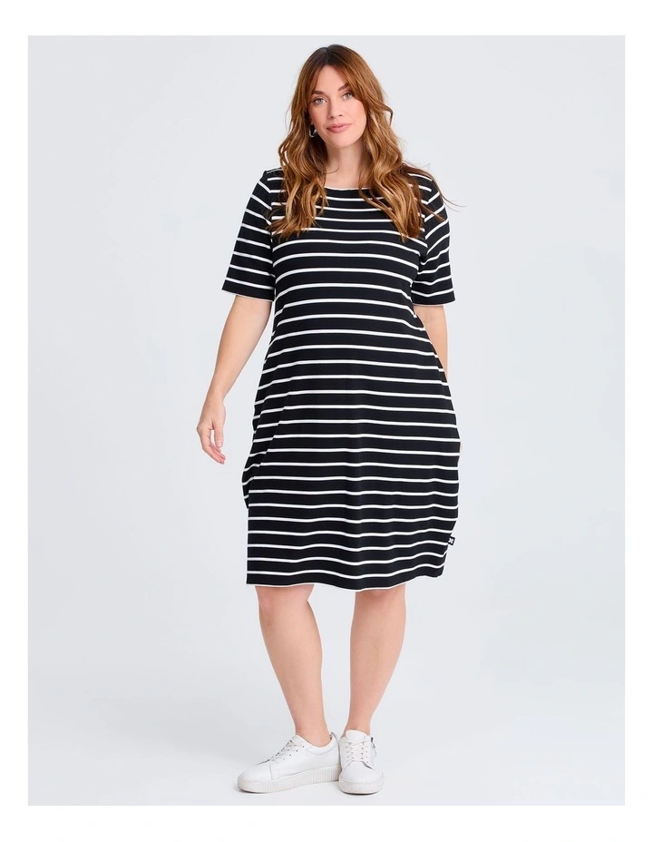 Natural Stripe Ana Dress in Black/white Stripe image 1