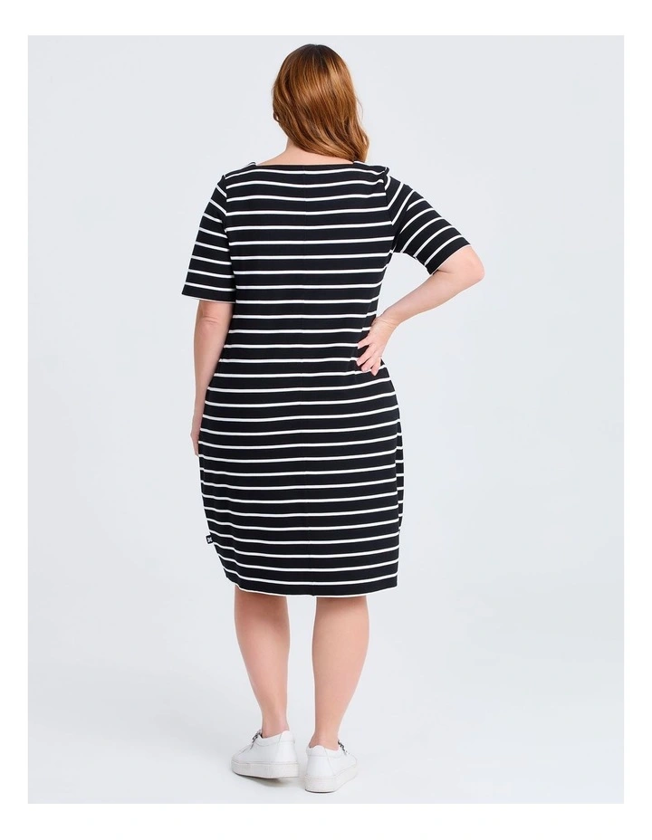 Natural Stripe Ana Dress in Black/white Stripe image 2