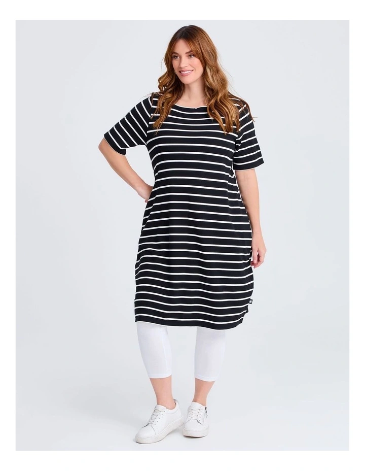 Natural Stripe Ana Dress in Black/white Stripe image 4