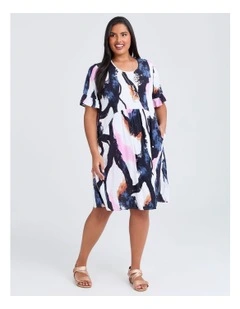 Everyday Empire Natural Dress Dark Indigo Print