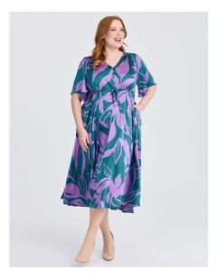 Serenade Event Midi Dress in Teal/purple