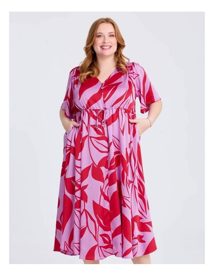 Serenade Event Midi Dress in Red/lilac image 3