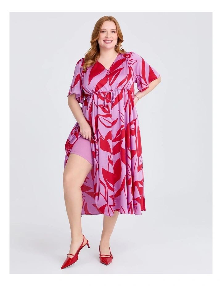 Serenade Event Midi Dress in Red/lilac image 4