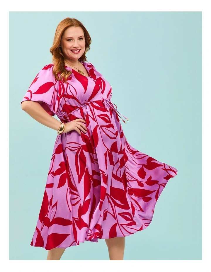 Serenade Event Midi Dress in Red/lilac image 5