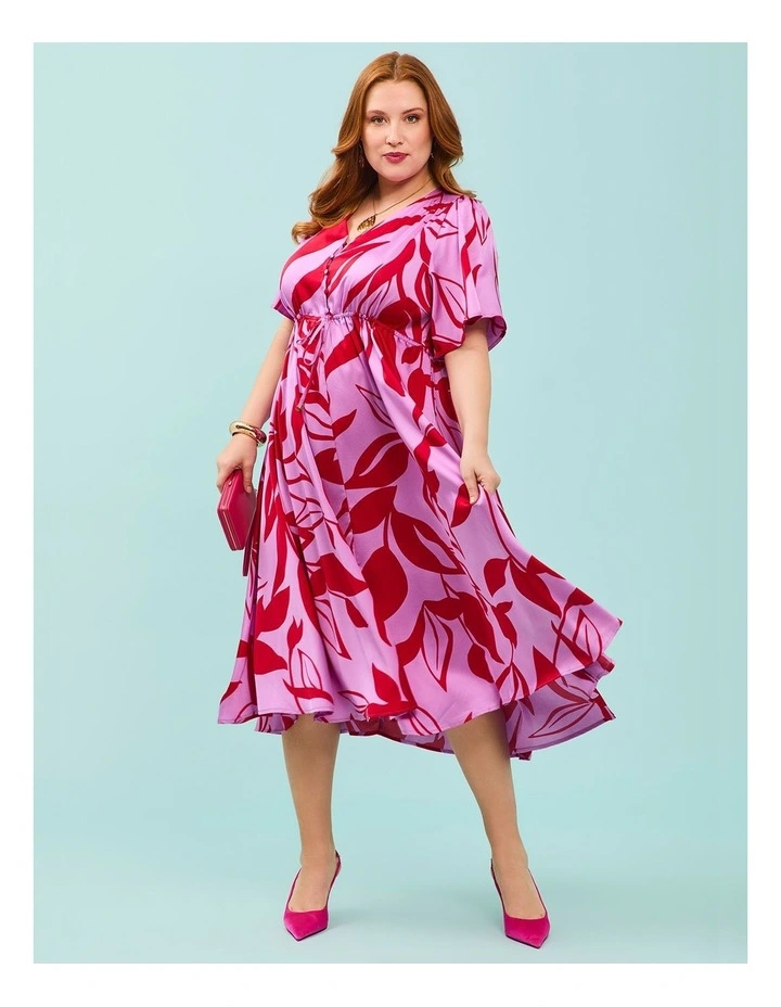 Serenade Event Midi Dress in Red/lilac image 6
