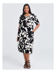 Natural Cassia Midi Dress in Print