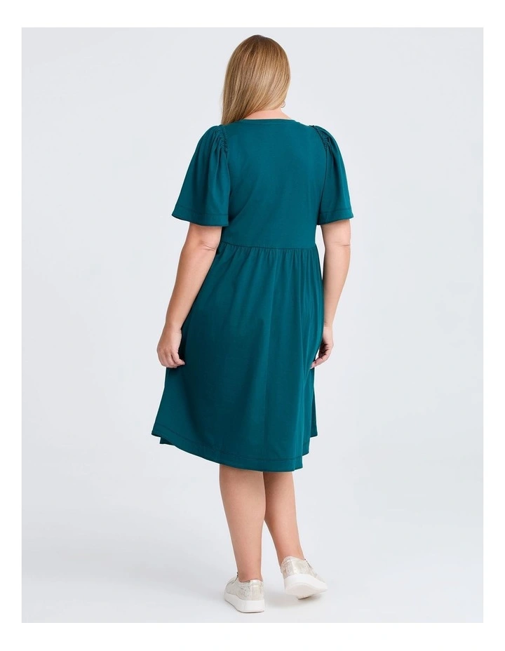 Cotton Contrast Stitch Dress in Dark Atlantic image 2