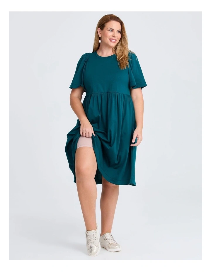 Cotton Contrast Stitch Dress in Dark Atlantic image 3