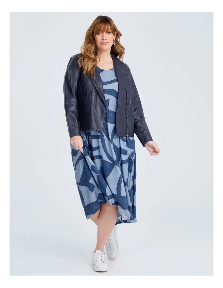 Natural Pocket Midi Dress Blue Geo Print image 4