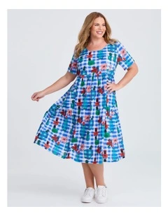 Cotton Pocket Mid Dress Print