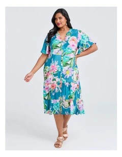 Natural Pastel Floral Button Dress Print
