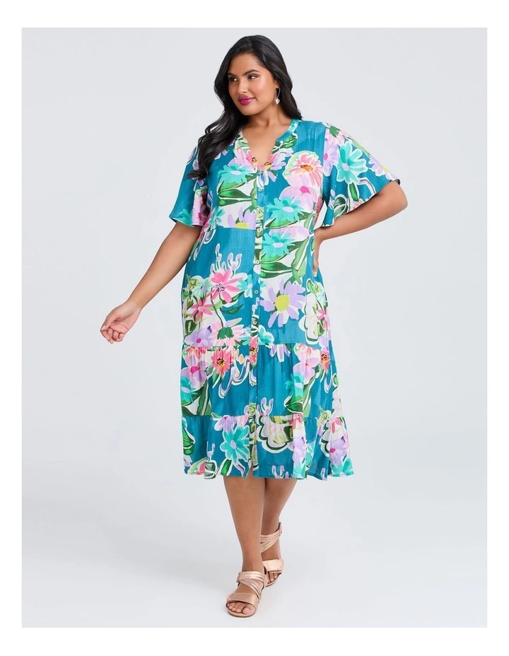 Natural Pastel Floral Button Dress Print image 1