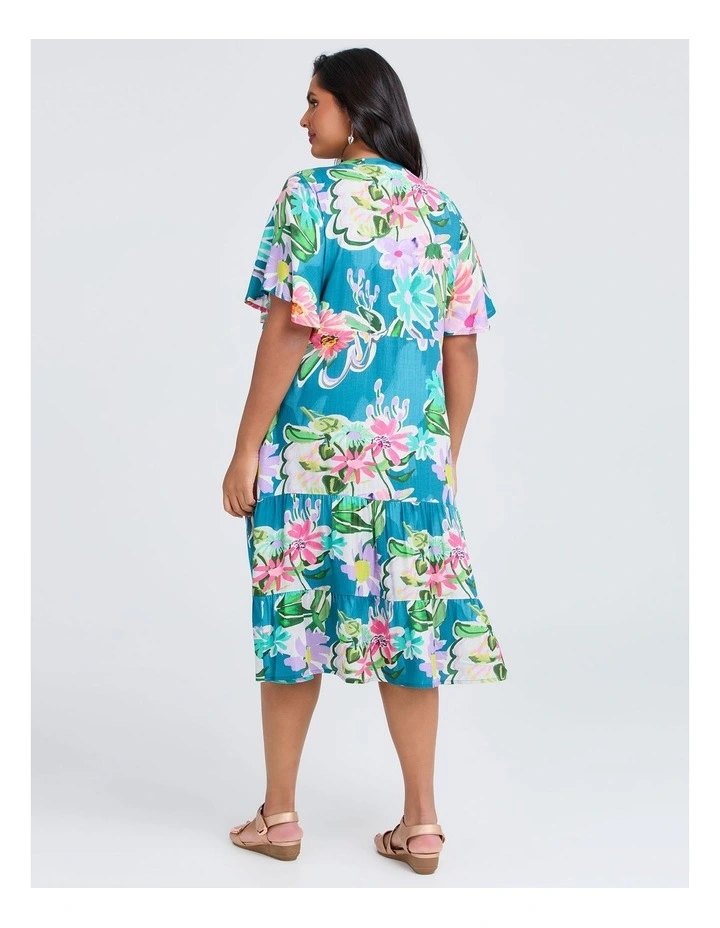 Natural Pastel Floral Button Dress Print image 2