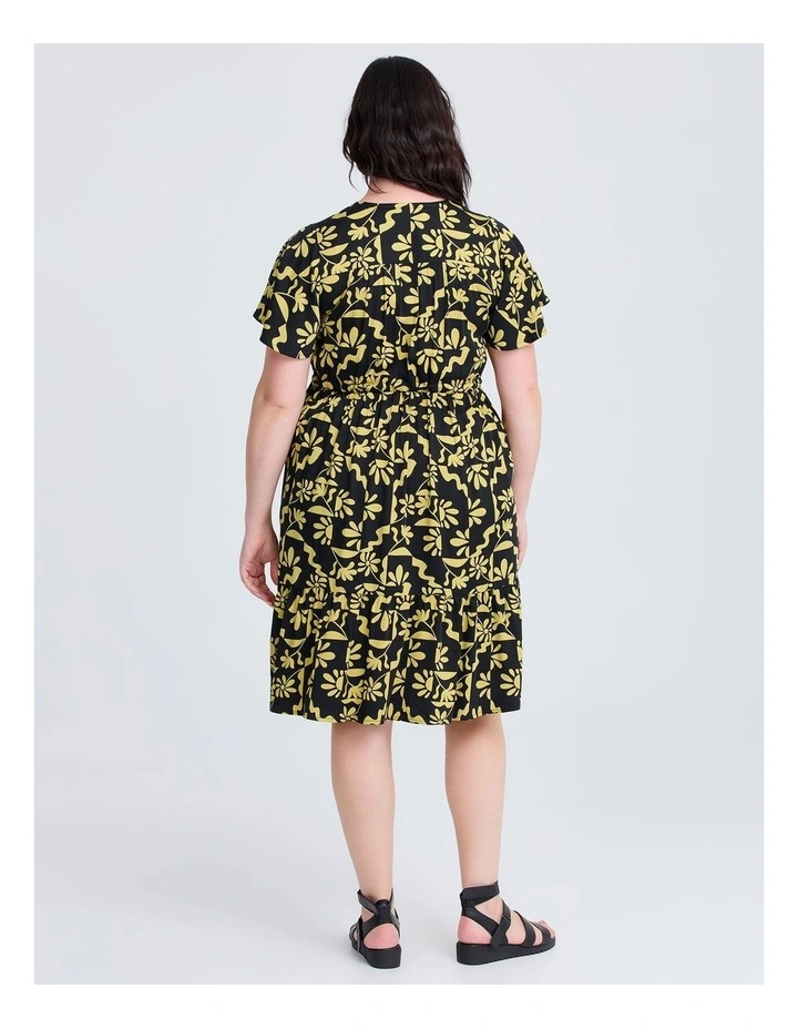 Natural Flower Print Short Dress Black/lemongrass image 2