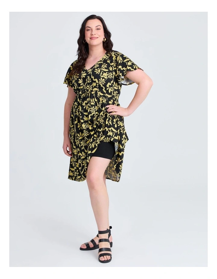 Natural Flower Print Short Dress Black/lemongrass image 3