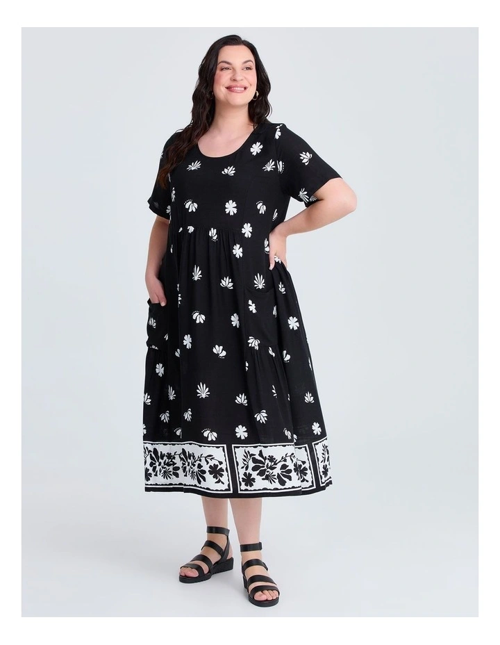 Natural Pocket Midi Dress in Black/vanilla image 1