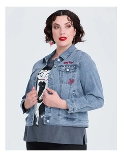 Betty Boop Denim Jacket Light in Blue Denim