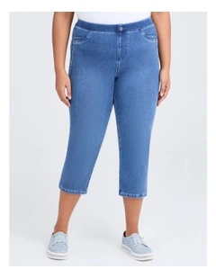 The New Bestfriend Crop Jegging in Mid Blue