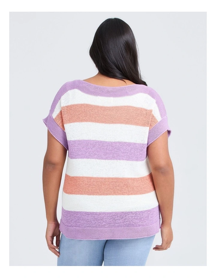 Cotton Blend Pastel Knit Top Pastel Stripe image 2