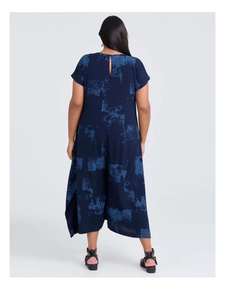 Zoe Zip Natural Jumpsuit Dark Indigo Print image 2