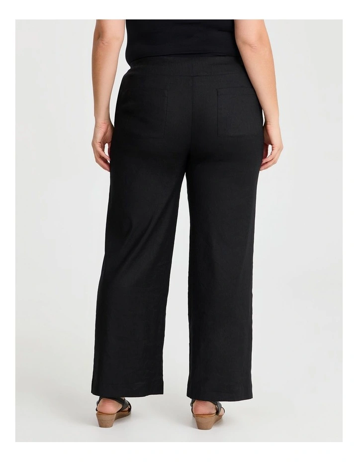 Stretch Linen Bea Wide Leg Pant in Black image 2