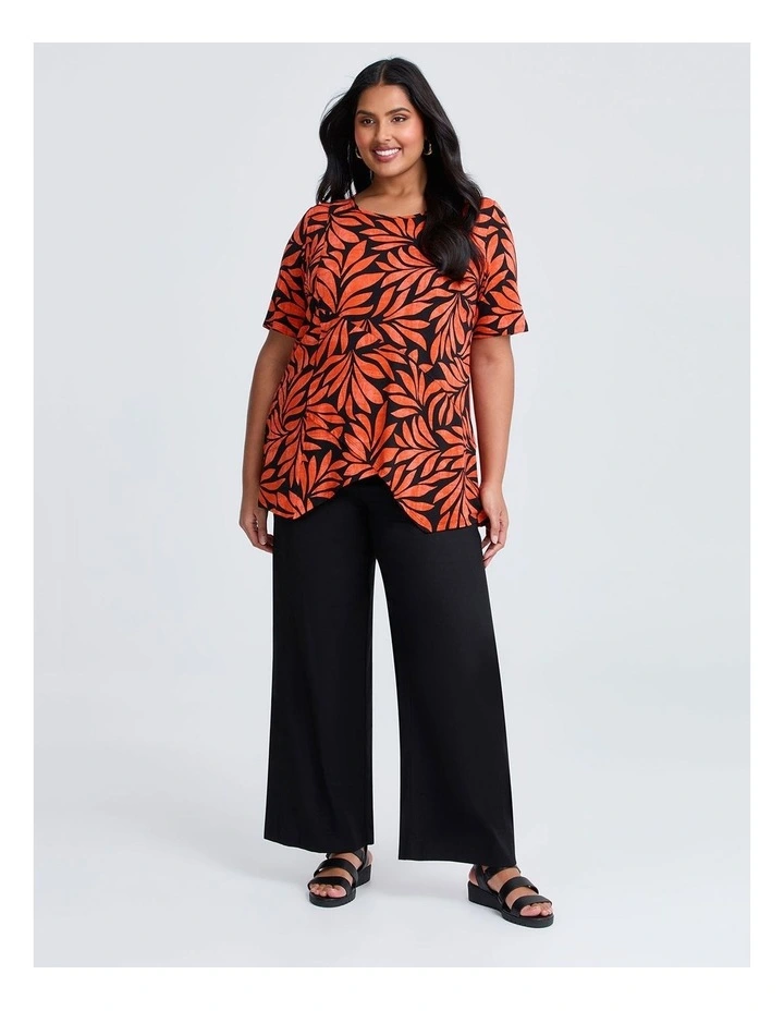 Stretch Linen Bea Wide Leg Pant in Black image 3