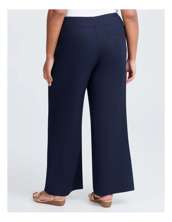 Stretch Linen Bea Wide Leg Pant in Dark Indigo image 2
