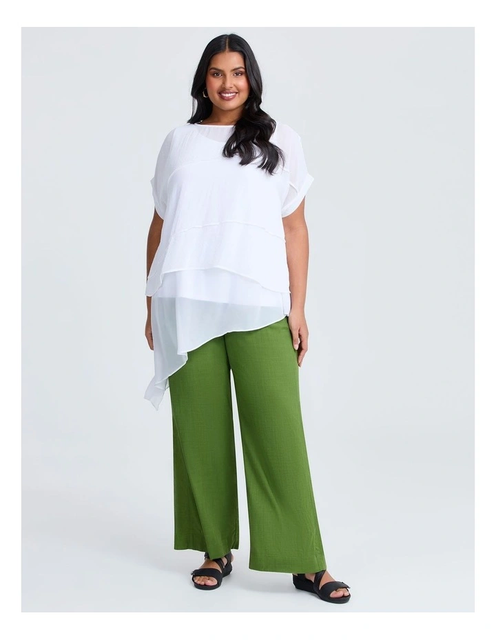 Natural Kaia Wide Leg Pant in Clover Green image 2
