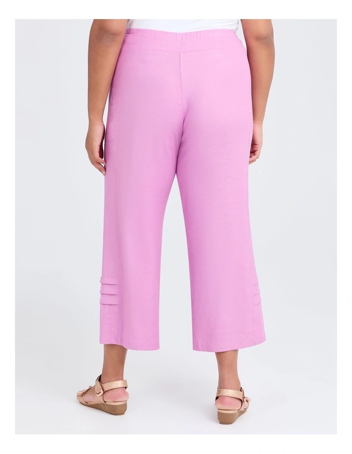 Button Hem Stretch Linen Pant in Bubblegum Pink image 2