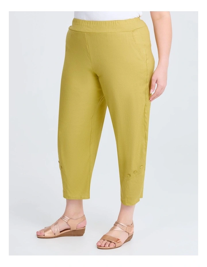 Button Stretch Linen Pant in Citron Yellow image 1