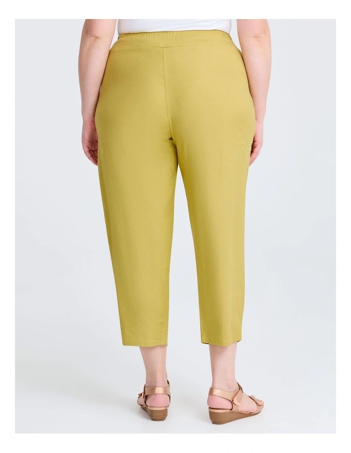 Button Stretch Linen Pant in Citron Yellow image 2