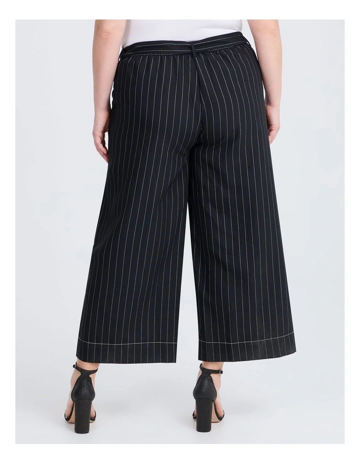 Pinstripe Wide Leg Culotte Pant in Black Pinstripe image 2