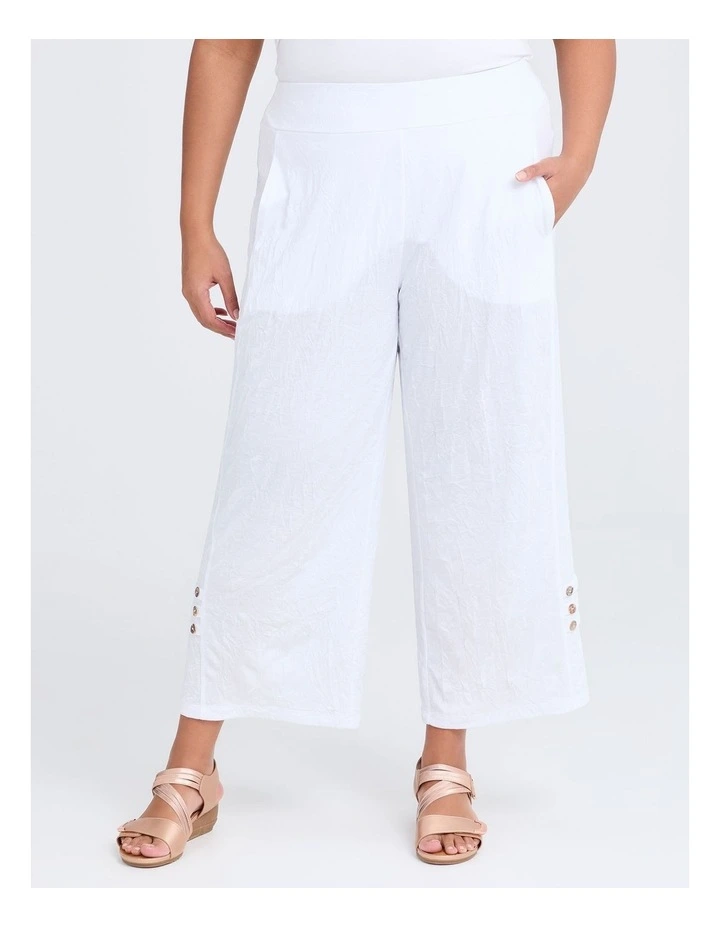 Button Detail Kiss Crush Pant in White image 1