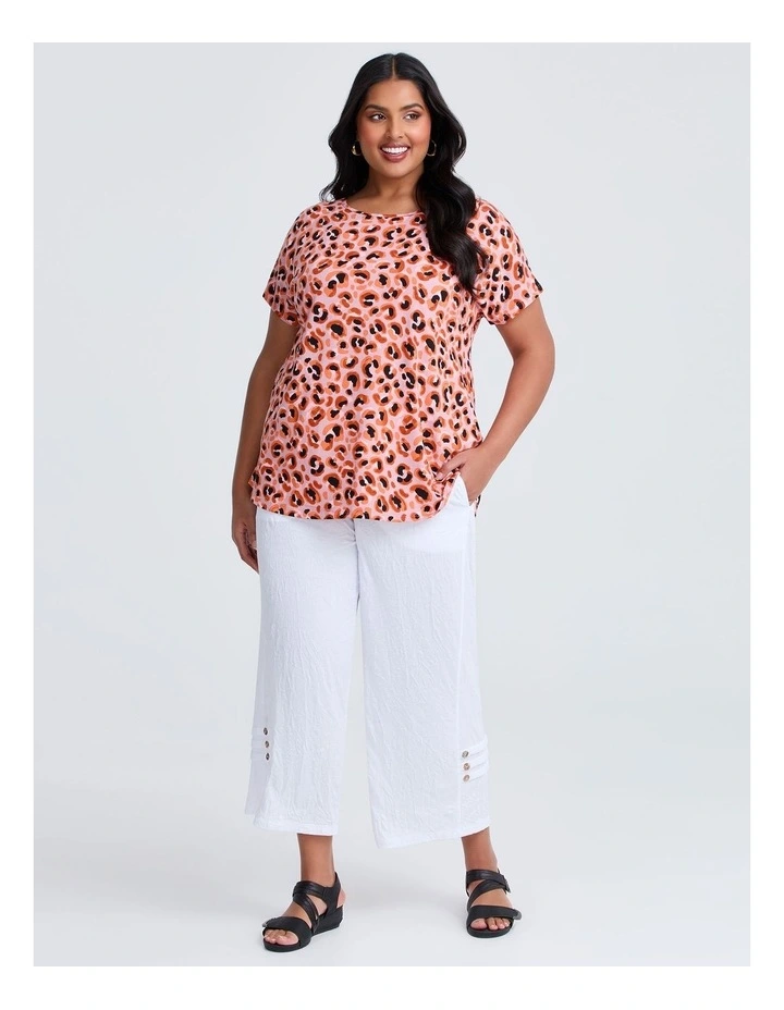 Button Detail Kiss Crush Pant in White image 3