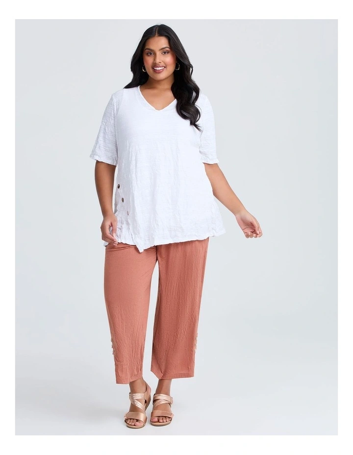 Button Detail Kiss Crush Pant Terracotta image 3