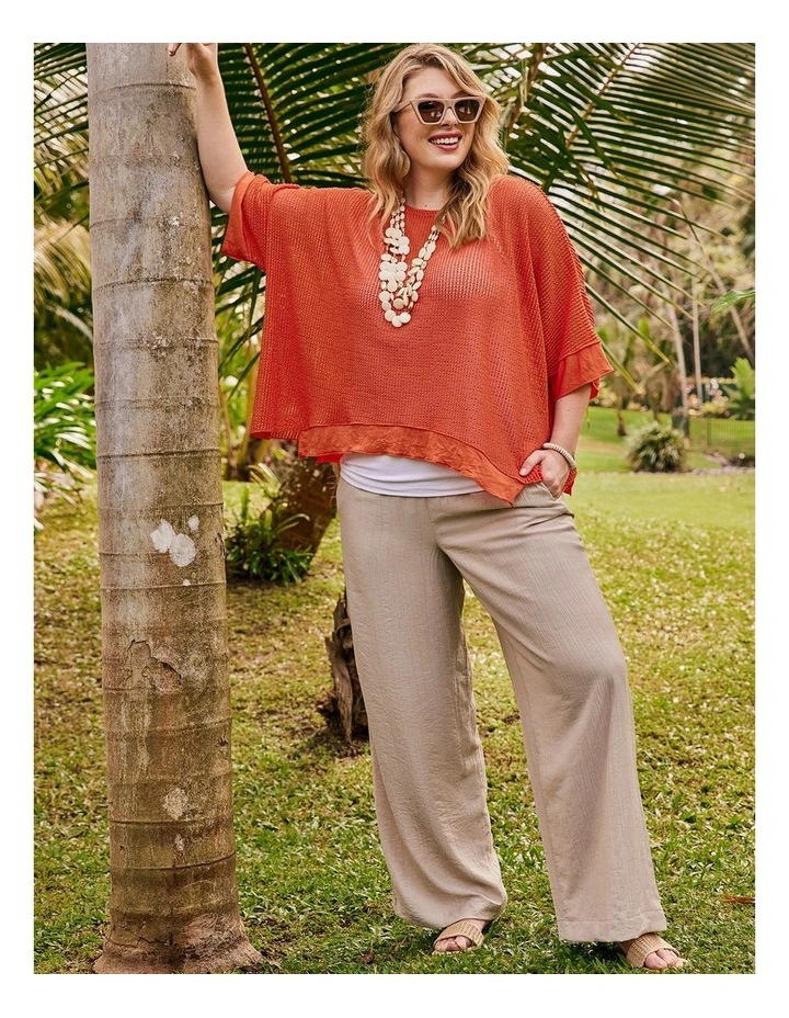 Miley Wide Leg Pant in Almond Beige image 4