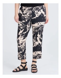 Print Bliss Stretch Taper Pant in Black/Sand Print
