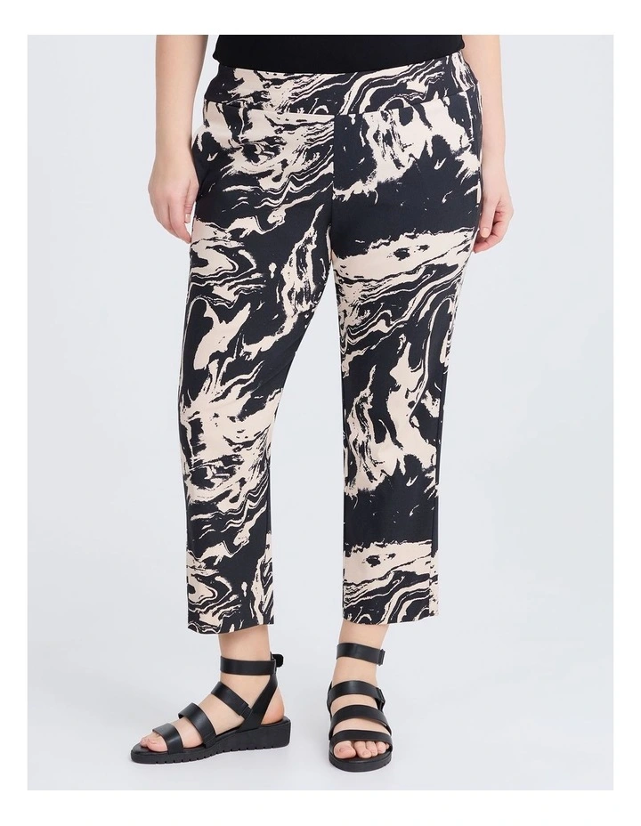 Print Bliss Stretch Taper Pant in Black/Sand Print image 1