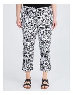 Print Bliss Stretch Taper Pant in White/Black Print