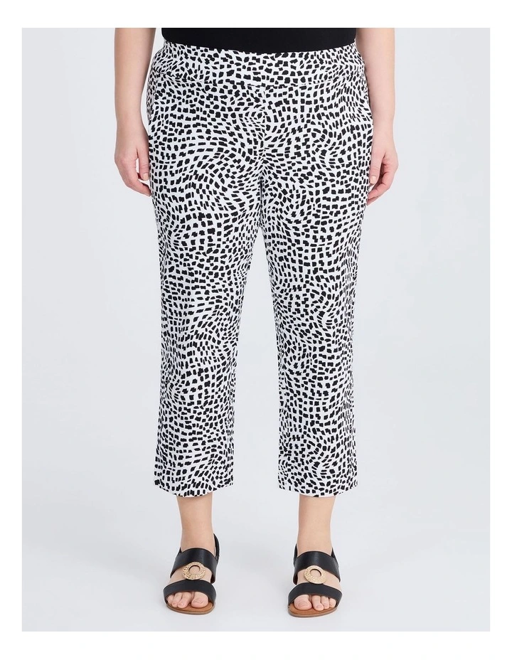 Print Bliss Stretch Taper Pant in White/Black Print image 1