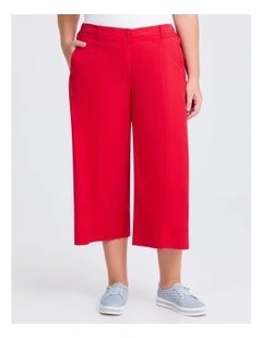 Lyocell Wide Leg Crop Pant Samba in Red