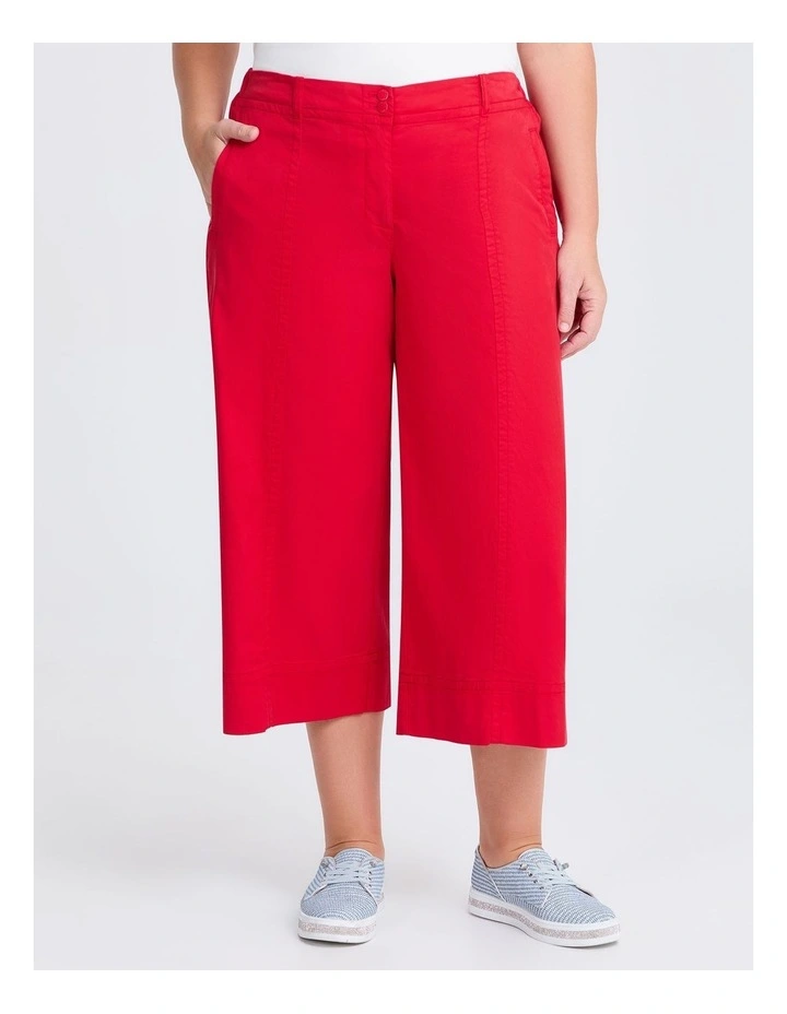Lyocell Wide Leg Crop Pant Samba in Red image 1