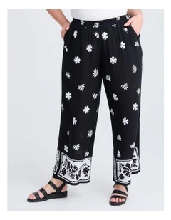 Natural Border Print Pant in Black/vanilla