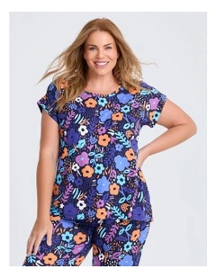 Australian Cotton Petals Pyjama Top in Multi