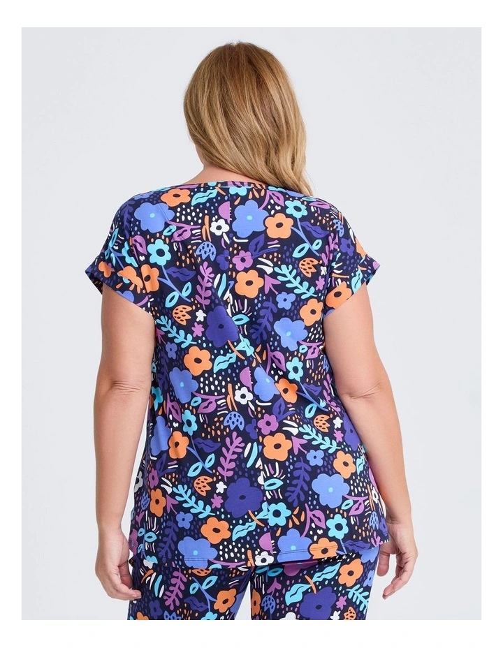 Australian Cotton Petals Pyjama Top in Multi image 2