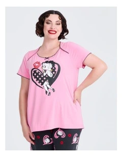 Modal Betty Boop Pyjama Top in Pink