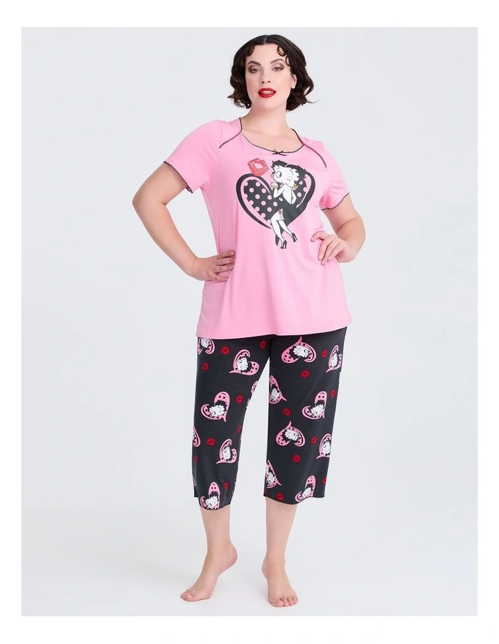 Modal Betty Boop Pyjama Top in Pink image 3