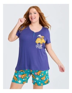 Garfield Nap Pyjama Top in Blue Iris